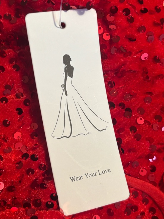 Red Sequin Formal Prom Dress Corset Tie Back Size 0 New - Picture 2 of 11